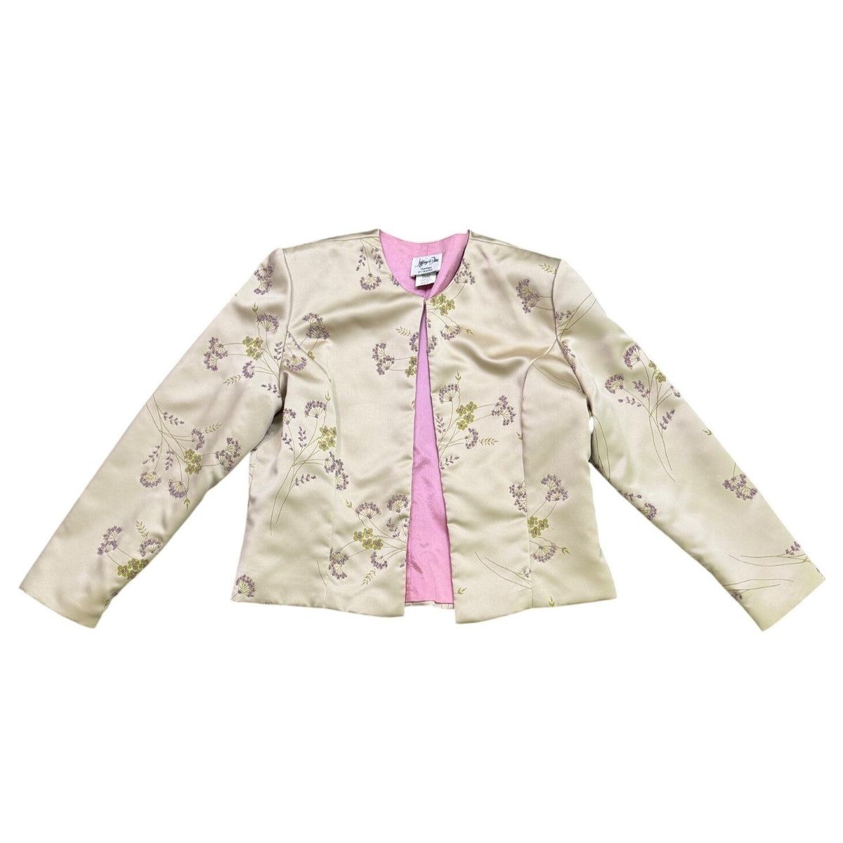 Jwffrey & Dara Womens Cream Satin Floral Jacket & Sleeveless Top Set Size 16