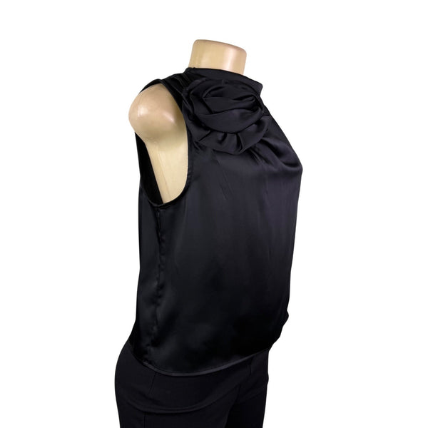 Future Collective Womens Black  Sleeveless Top Decorative Flower Sz XS