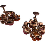 Vintage Womens Orange & Red Celluloid Floral Screw Back Earrings