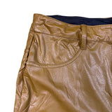 Lysse Womens Brown Polyurethane Faux Leather Pants Chic Stretch Flared Design Sz