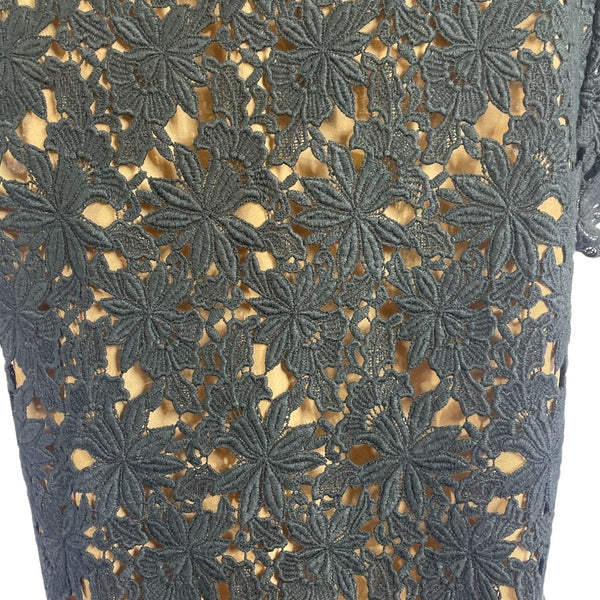 Talbots Petites Black Floral Lace Short Sleeve Top 14P New