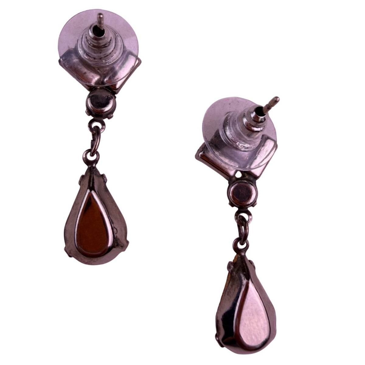 Vintage Rhinestone Womens Silver-Tone Drop Earrings Long Elegant Design