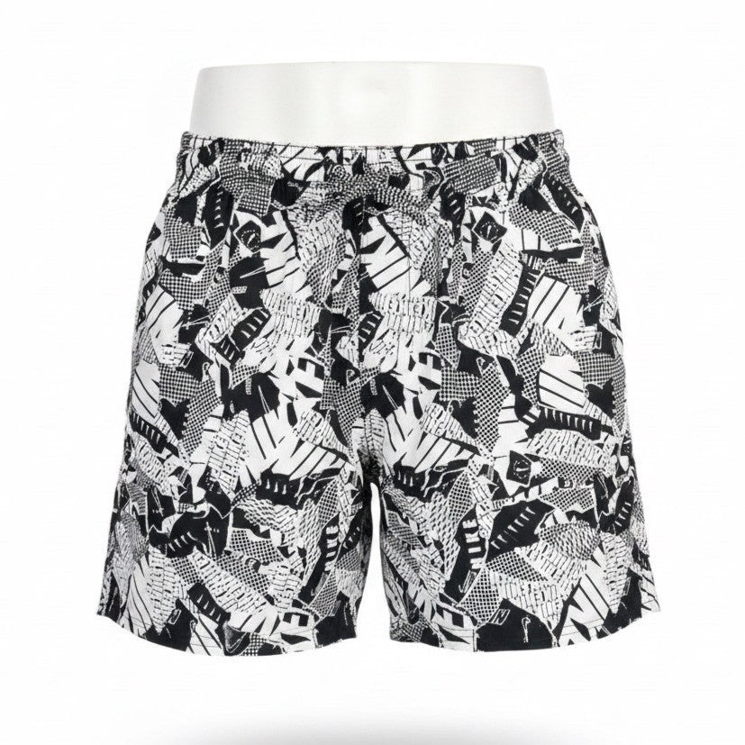 Nike Mens Black & White Abstract Print Swim Shorts Mesh Liner Drawstring  Sz XL
