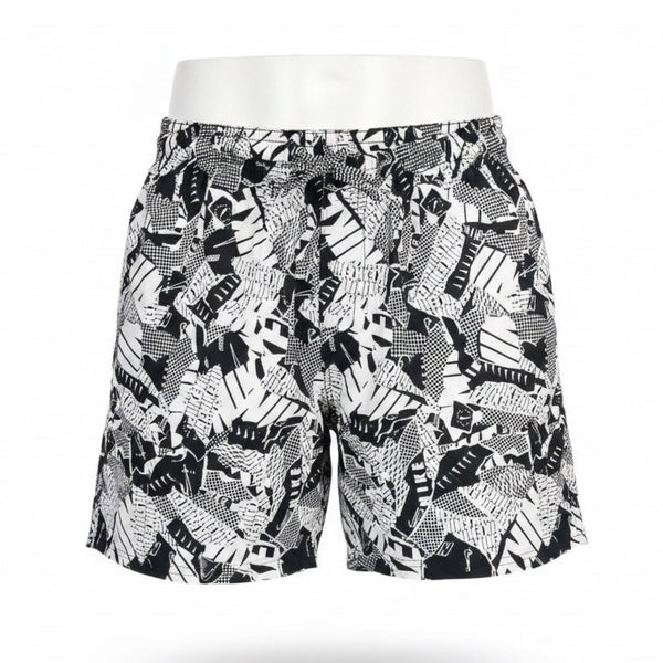 Nike Mens Black & White Abstract Print Swim Shorts Mesh Liner Drawstring  Sz XL