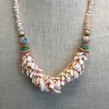Vintage Pink Heishi Bib Shell Hawiian Necklace - 20in