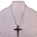 Sterling Silver Womens Garnet Gemstone Cross Pendant Necklace Vintage 925