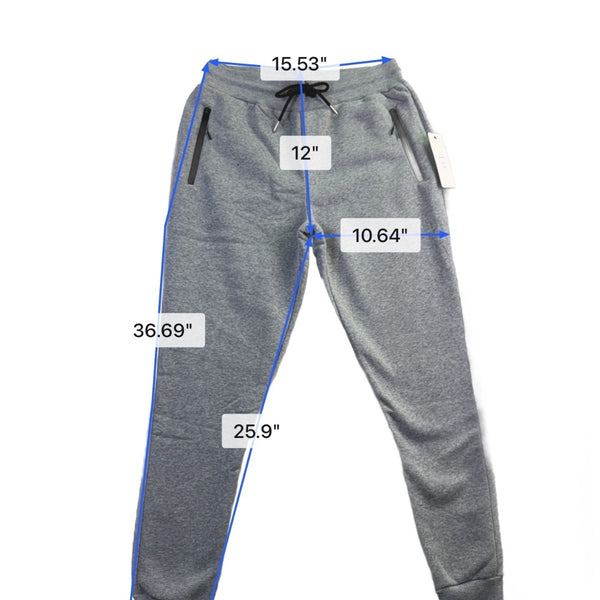 Pure Champ Mens Gray Jogger Pants With Zipper Pockets & Drawstring Size M