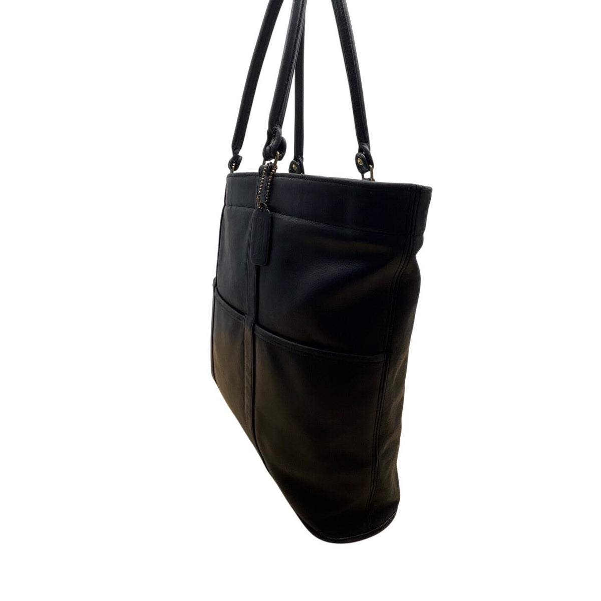 Coach Black Leather With Shoulder Straps & Gold-Tone Hardware Tote Bag Sz L
