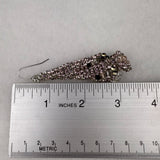 Silver Tone Handmade Dangling Beaded Earrings For Women Triangle Design Rhinesto