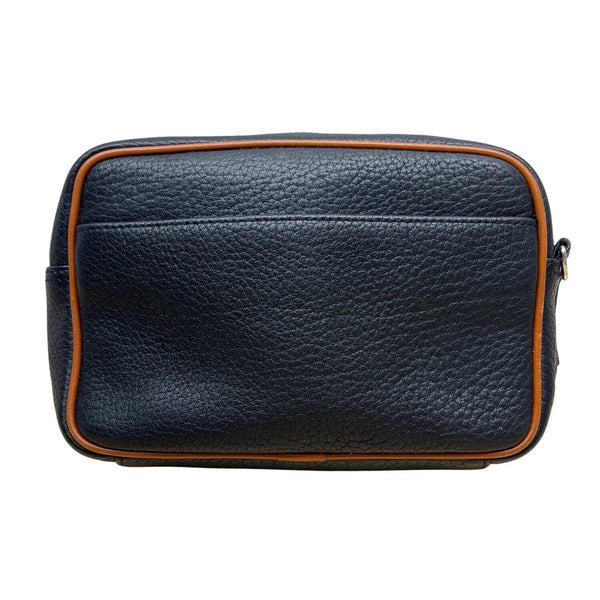 Dooney & Bourke Black Pebbled Leather Tan Trim & Adjustable Strap Crossbody Bag