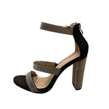 Windsor Women’s Black Suede Rhinestone Strappy High Heel Sugar Sandals Size 8