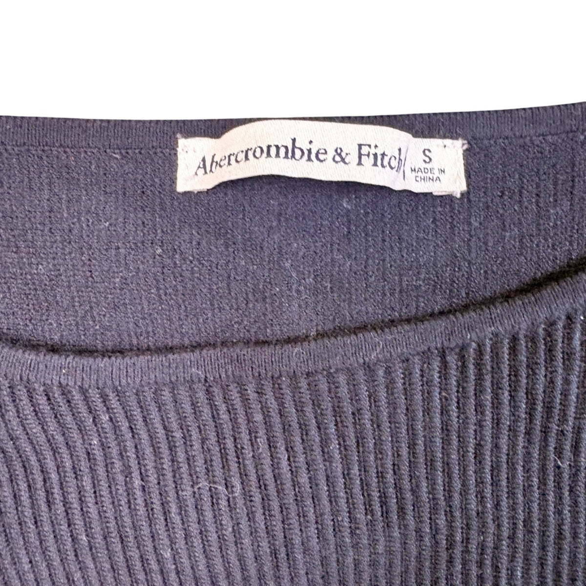 Abercrombie & Fitch Womens Black Long Sleeve Ribbed Top Stretchy Slim Fit Sz S