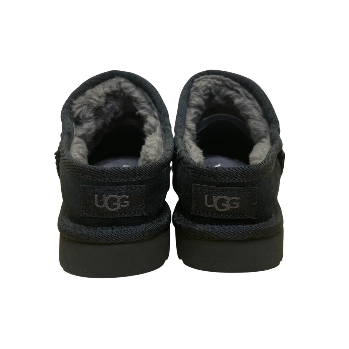 UGG Women’s Black Suede Cozetta Luxe Shearling Slip-On Mule Slippers Size 8