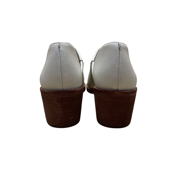 Madewell Women's White Leather Slip-On Comfort Block Heel Mule Shoes Size 7.5