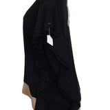Black Asymmetric Ruffle Sweater With Peach Trim Womens Size 44 Made In Italy 100