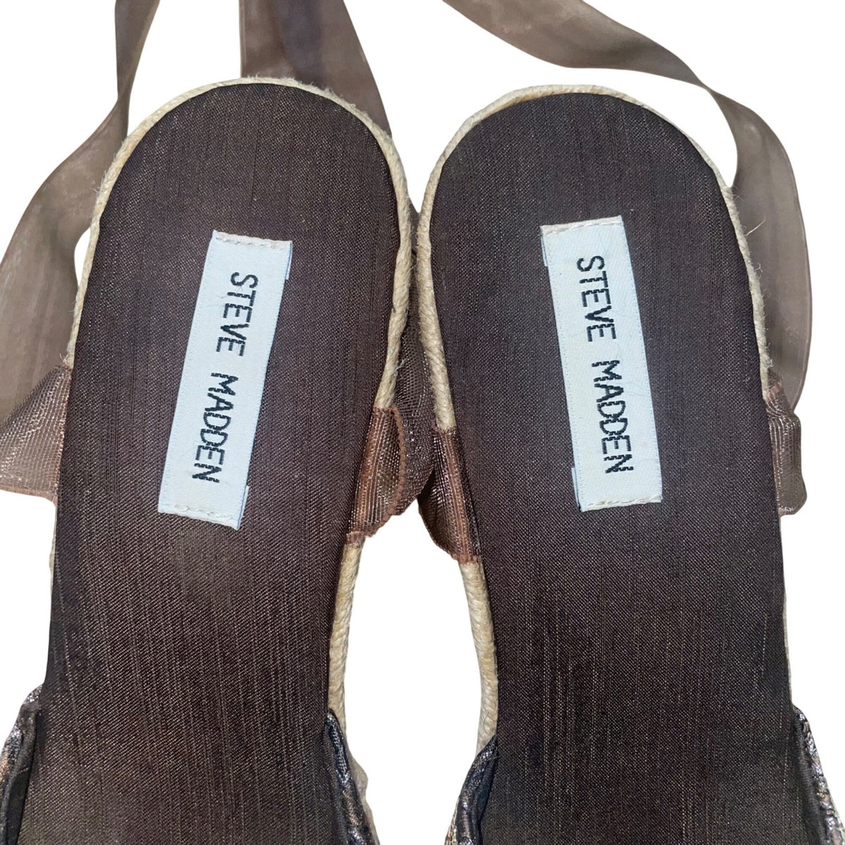 Steve Madden Women’s Brown Embellished Espadrille Bommbay Wedge Sandals Size 8