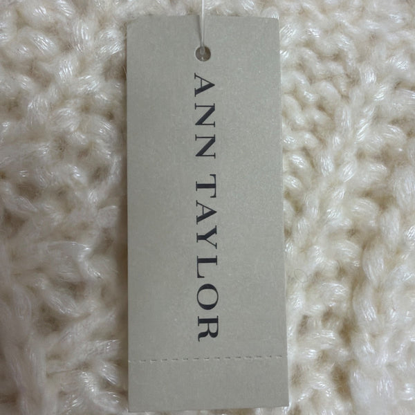Ann Taylor Womens Ivory Nylon/Acrylic Sweater Cable-Knit Pullover Size M
