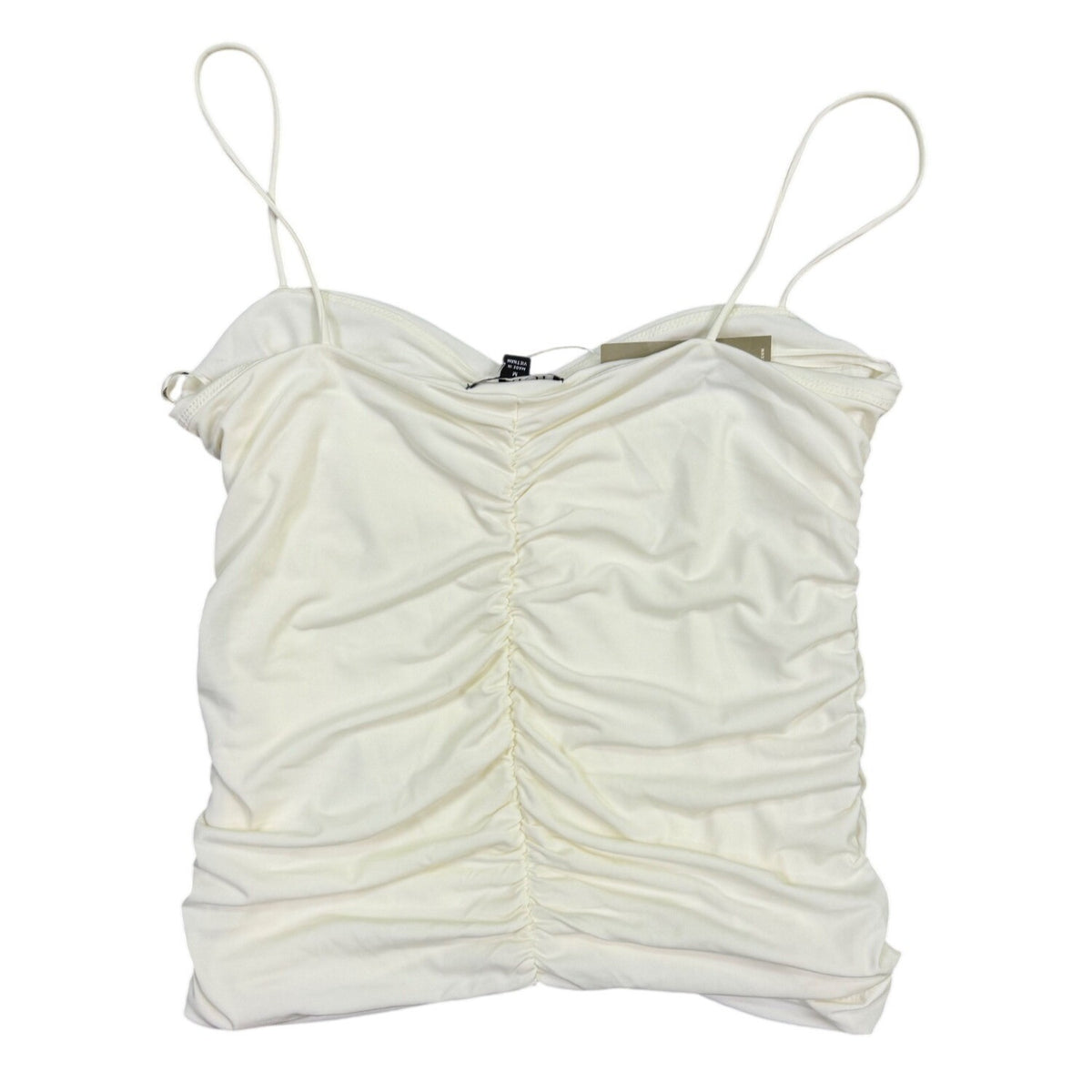 J.Crew Womens White Ruched Camisole Tank Top With Spaghetti Straps Size M