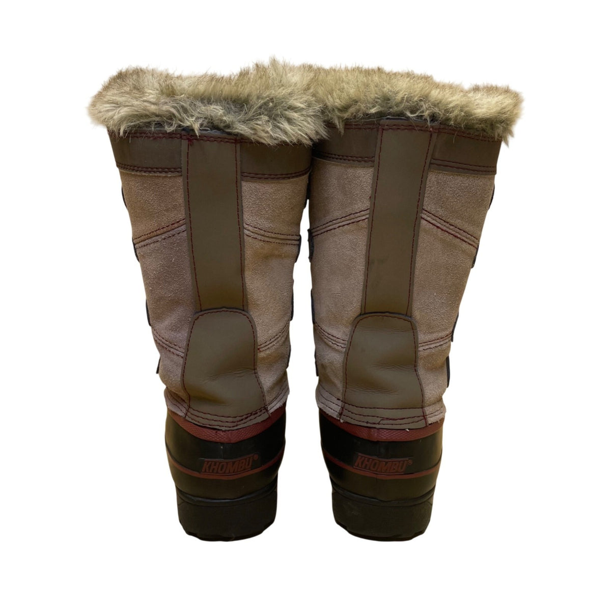 Khombu Women’s Gray Leather Waterproof Lace-Up Winter Snow Boots Size 6