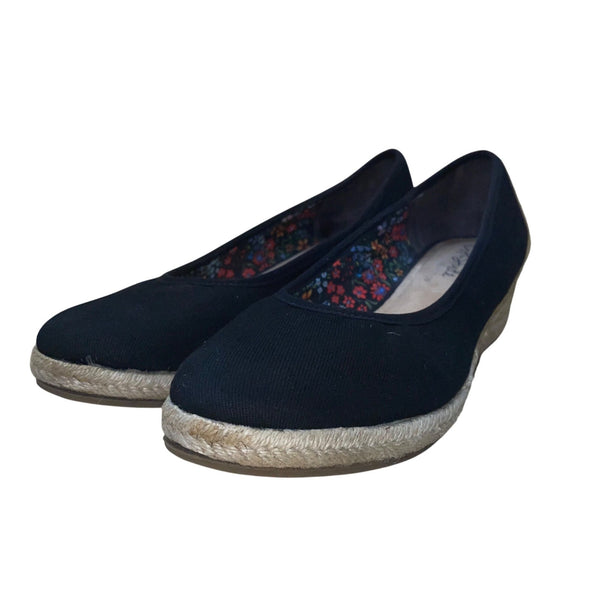 LifeStride Velocity Women’s Black Fabric Karma Wedge Espadrille Shoes Size 9.5M
