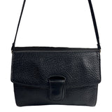 Desmo Women's Black Pebbled Leather Shoulder Crossbody Flap Bag Sz S