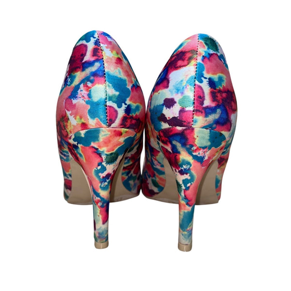 Christian Siriano Women’s Pink Watercolor Ink Blot Heels Sz 6.5
