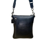 Coach Women’s Black Leather Front Buckle Detail Adjustable Strap Crossbody Bag