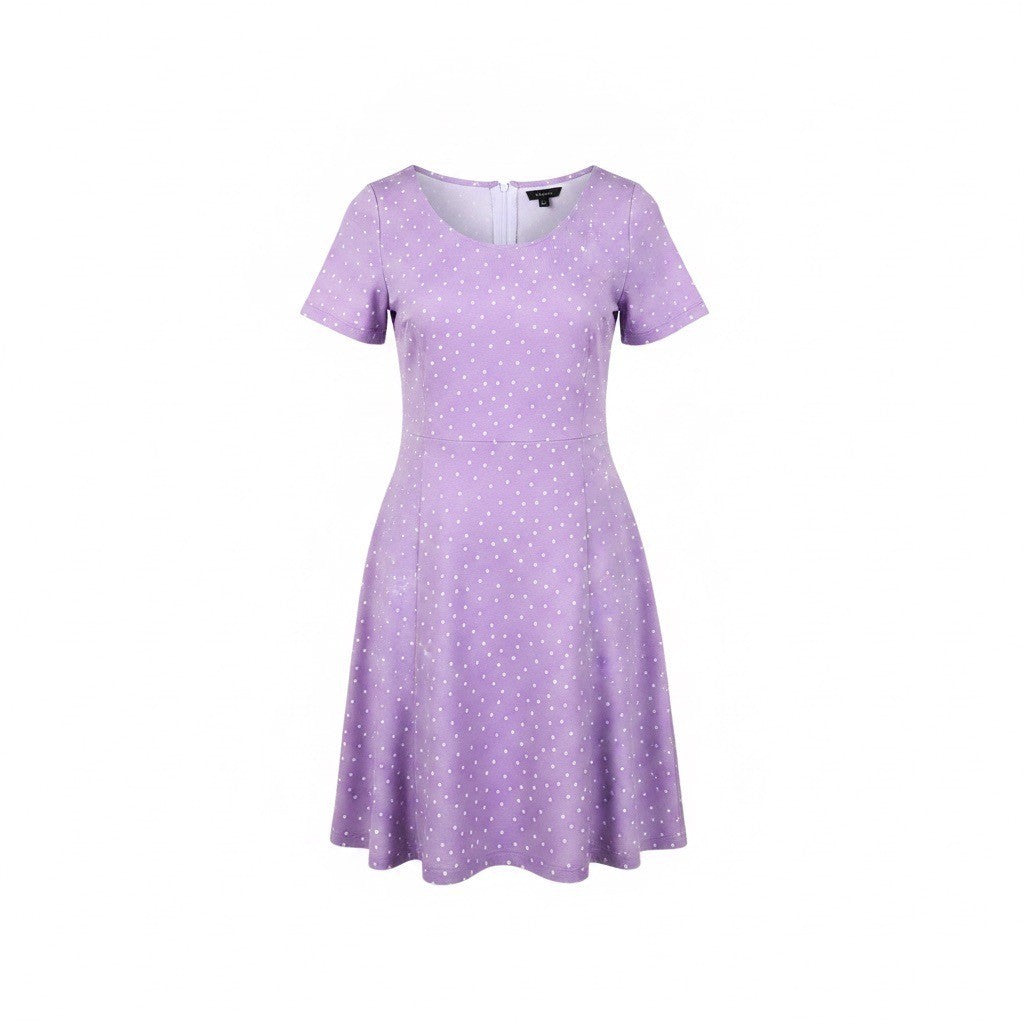 Ann Taylor Factory Womens Lavender White Polka Dot Short Sleeve Dress Size M