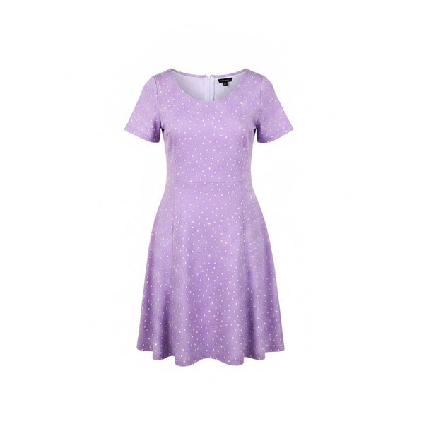 Ann Taylor Factory Womens Lavender White Polka Dot Short Sleeve Dress Size M
