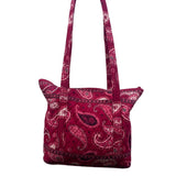 Vera Bradley Women’s Red Cotton Paisley Tote Bag With Matching Accessory Set