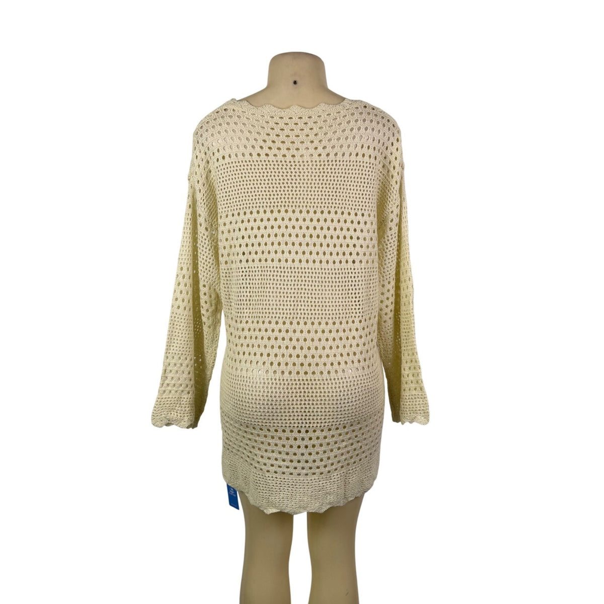 Cupshe Womens Beige Crochet Beach Cover-Up Sweater Lightweight Casual Sz M