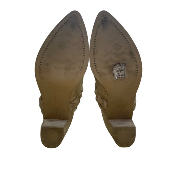 Vita Women’s Tan Suede Braided Slip-On Block Heel Mule Size 8