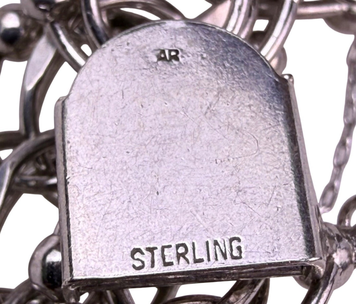 Vintage Sterling Silver Multi-Link Charm Bracelet With Box Clasp Elegant