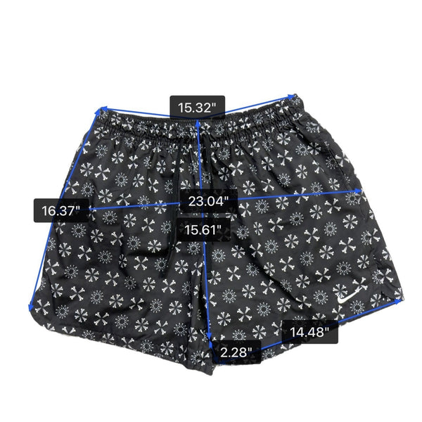 Nike Mens Black Running Shorts Lightweight Snowflake Pattern Drawstring Sz XL