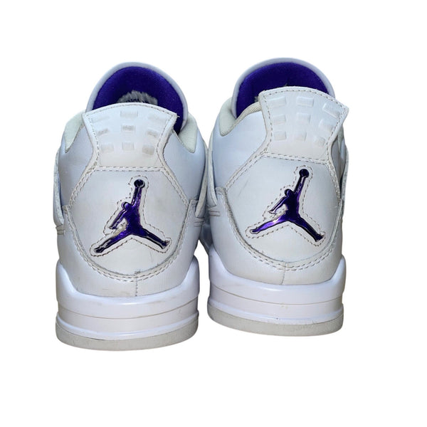 Air Jordan 4 Retro Men’s Metallic Purple & White Leather Sneakers Size US 9.5