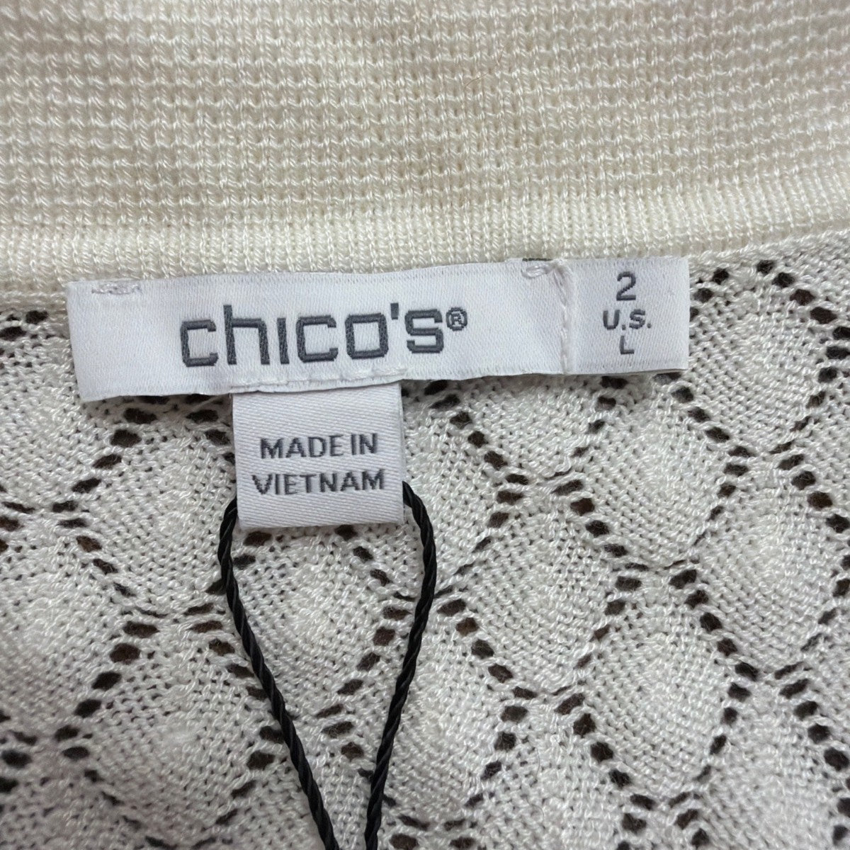 Chicos Womens Cream Knit Pullover Sweater Acetate/Modal Blend Size L