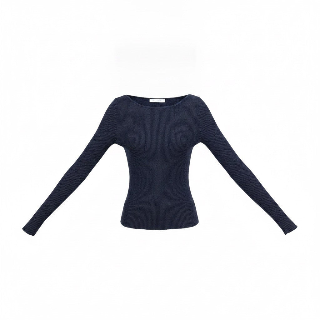 Abercrombie & Fitch Womens Black Long Sleeve Ribbed Top Stretchy Slim Fit Sz S
