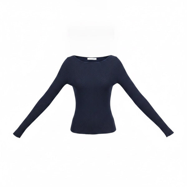 Abercrombie & Fitch Womens Black Long Sleeve Ribbed Top Stretchy Slim Fit Sz S