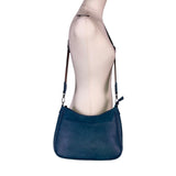 Aphison Women’s Blue Vegan Leather Adjustable Strap Zip Closure Shoulder Bag