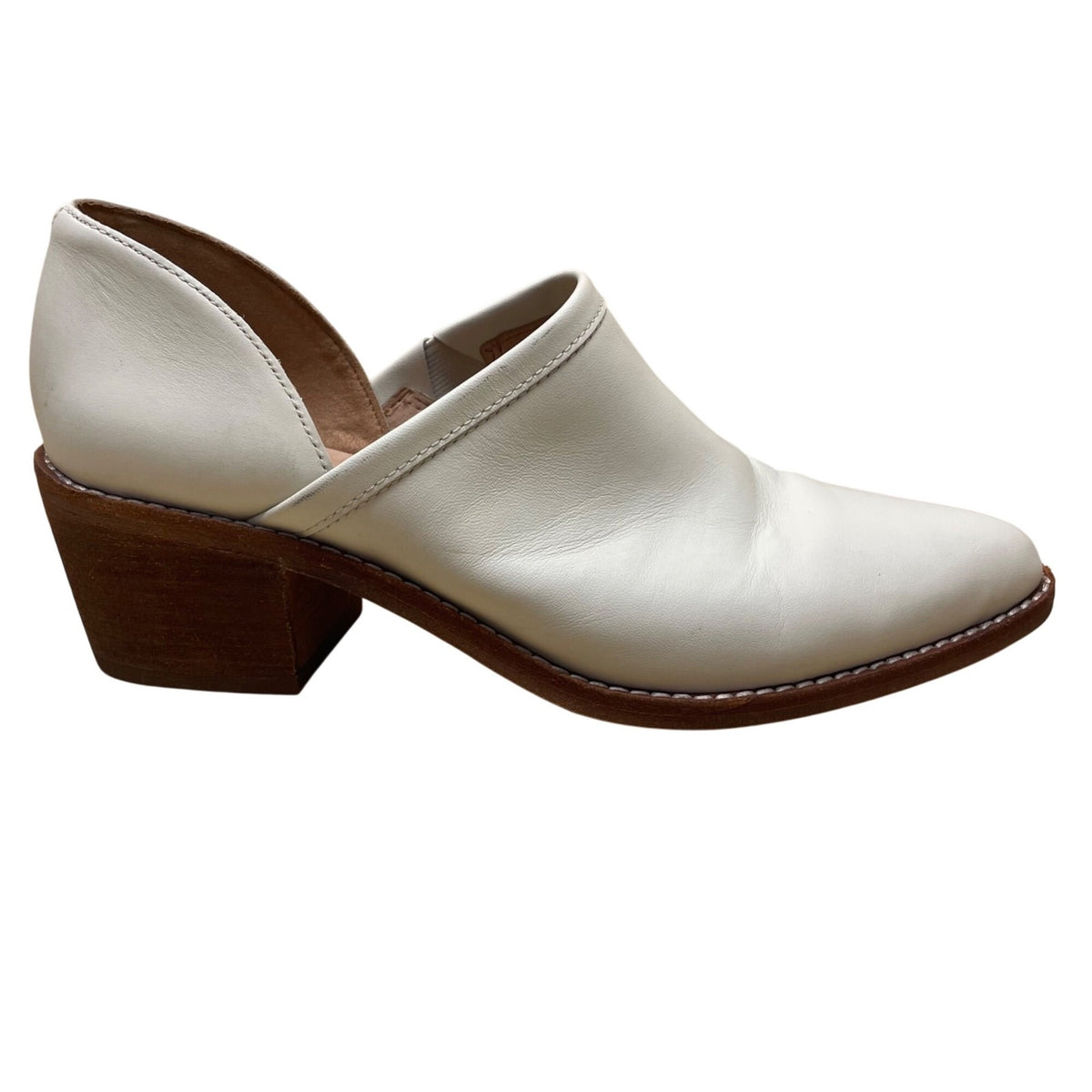 Madewell Women's White Leather Slip-On Comfort Block Heel Mule Shoes Size 7.5
