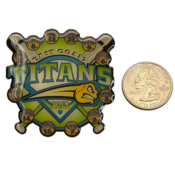 East Coast Titans 2015 Softball Team Trading Pin With Dual Pin Back