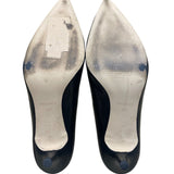 Nine West Women’s Black Leather Pointed-Toe Kitten Heel Margot Pumps Size 9.5M