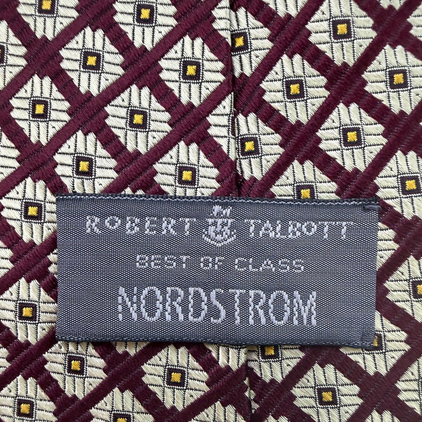 Robert Talbott Mens Burgundy Silk Patterned Tie By Nordstrom Hand Sewn