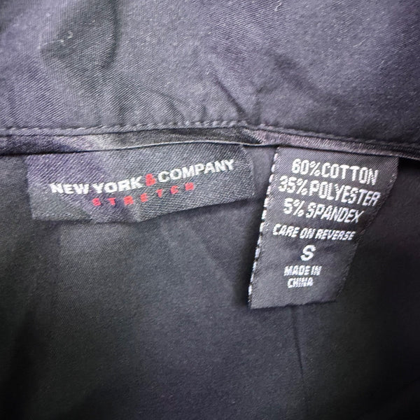 New York & Company Womens Black Ruffle Front Short Sleeve Blouse Sz S
