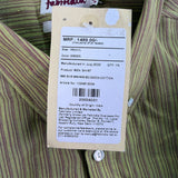 Fabindia Mens Green Striped Cotton Shirt Slim Fit Long Sleeve Size L - New
