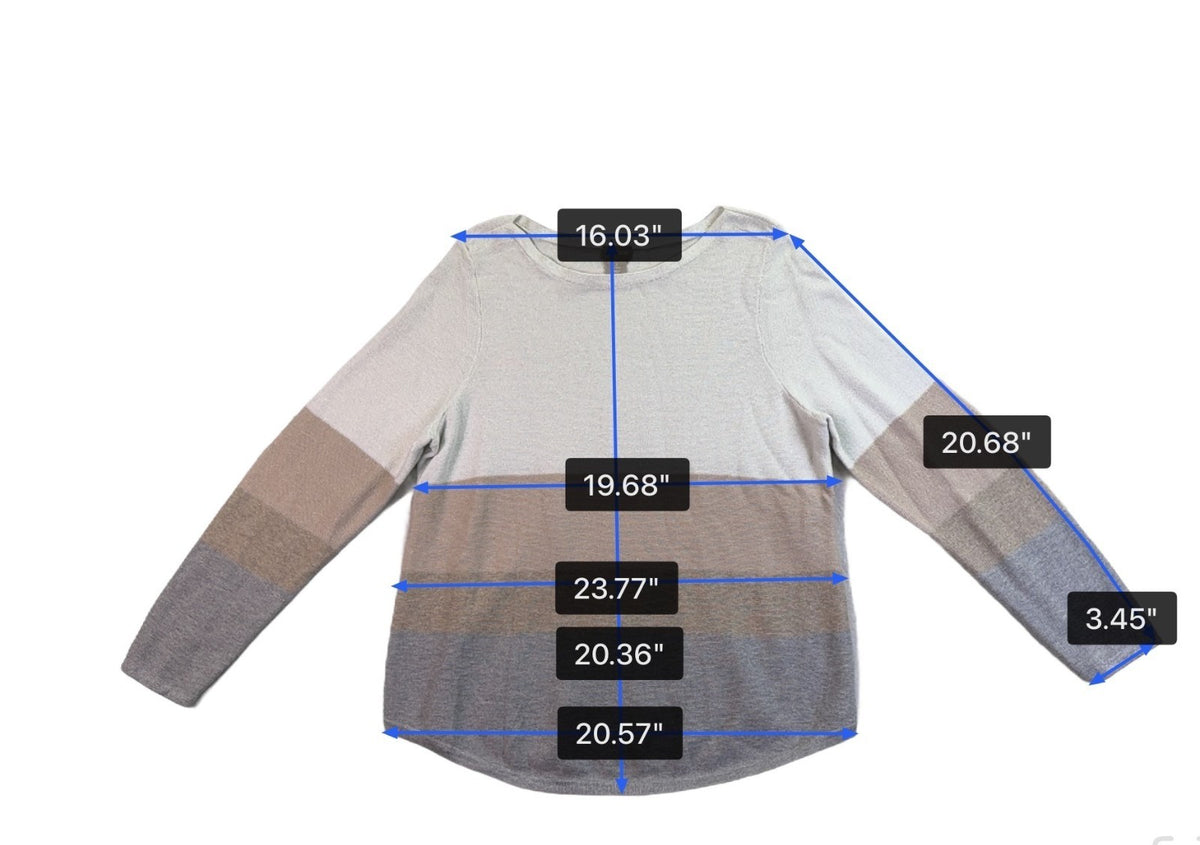 Chicos Womens Neutral Metallic Stripe Cotton Blend Pullover Sweater Size Large