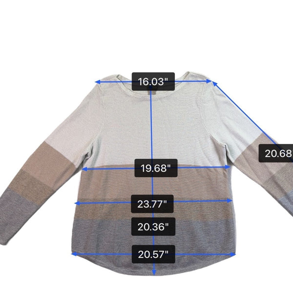 Chicos Womens Neutral Metallic Stripe Cotton Blend Pullover Sweater Size Large