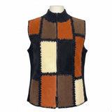 Designers Studio Originals Unisex Multicolor Genuine Leather Patchwork Vest Sz M