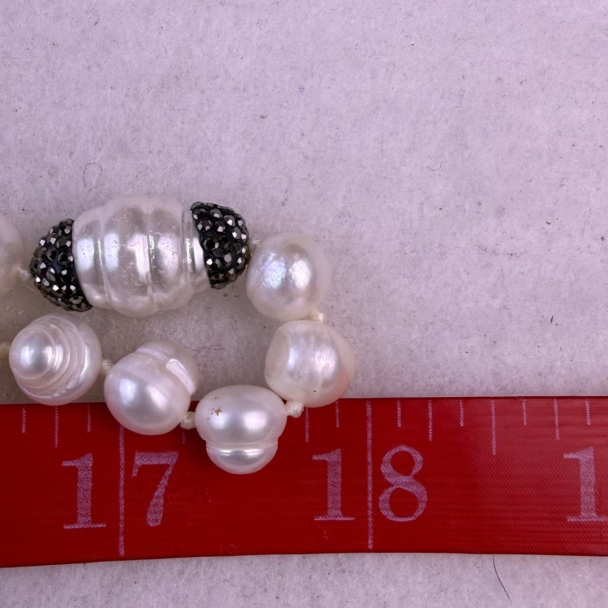 Contemporary Baroque Pearl Necklace With Black Pave Accented Spacers Elegant