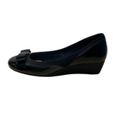 Anne Klein Sport Women’s Black Patent Leather Bow Slip-On Wedge Pumps Size 8.5M